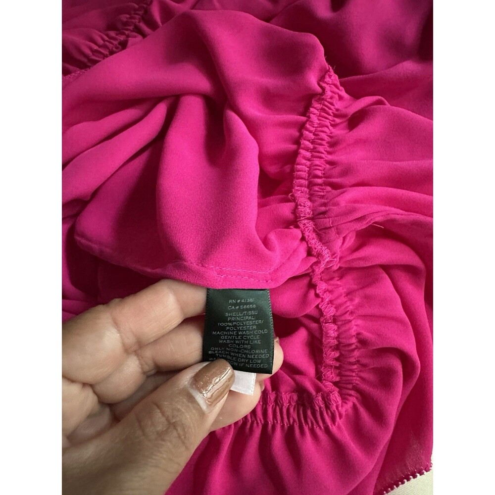Lauren Ralph Lauren Women's Flowy Fuchsia Blouse - Size 1X Black Label Peplum - Picture 14 of 15